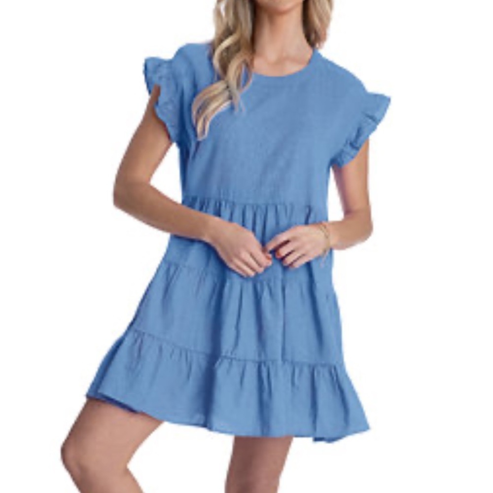 Adyson Parker Linen Ruffled Tiered Mini Dress